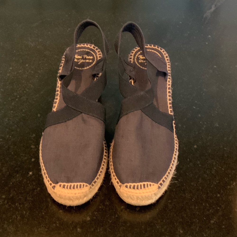 Toni Pons Medium Wedge Vegan Espadrilles Ter Size 8 Navy Blue